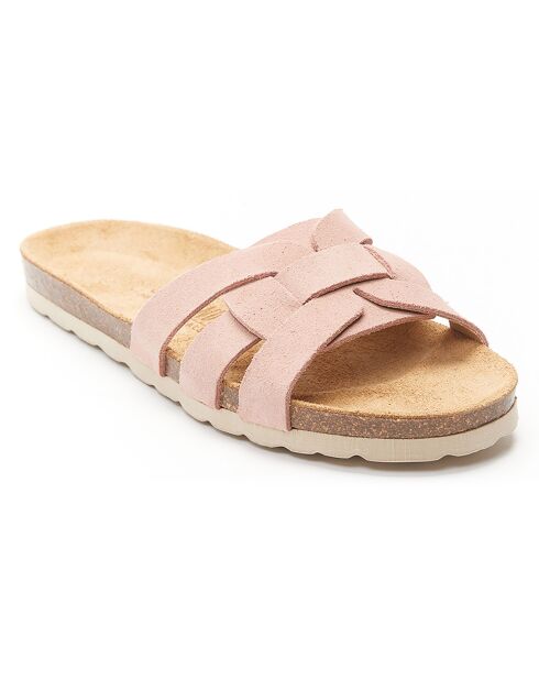 Mules en Velours de Cuir Clara roses