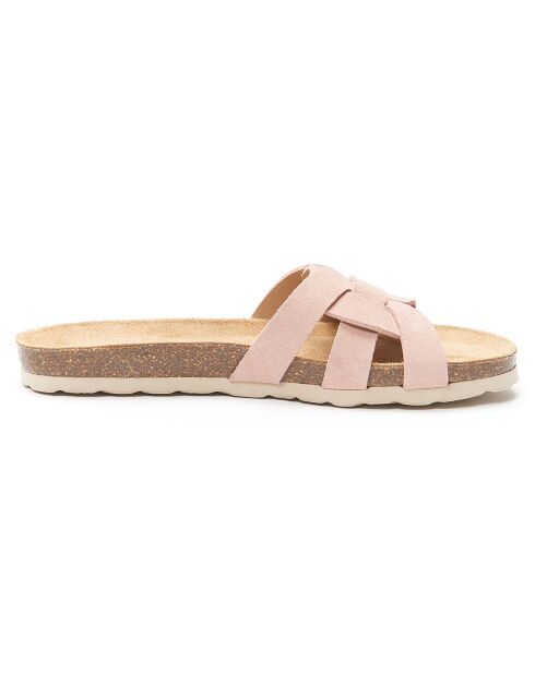 Mules en Velours de Cuir Clara roses