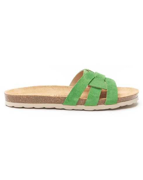 Mules en Velours de Cuir Clara vertes