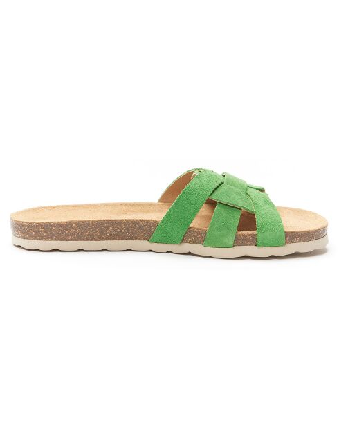 Mules en Velours de Cuir Clara vertes