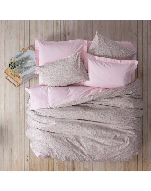 Parure housse de couette Sihu rose/gris