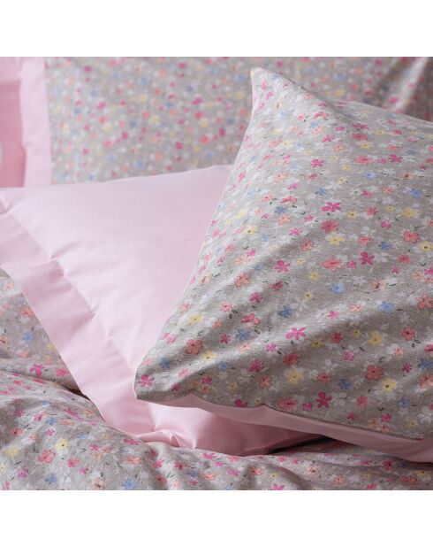 Parure housse de couette Sihu rose/gris