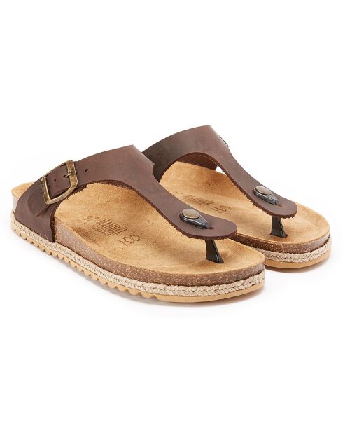 Sandales en Cuir Blanca marron