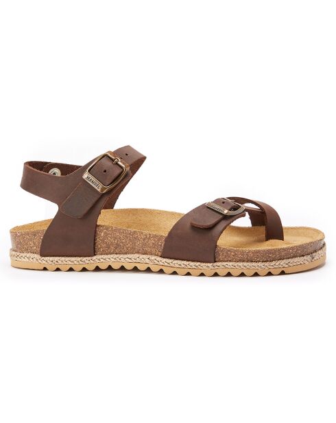 Sandales en Cuir Elisa marron foncé