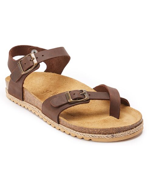 Sandales en Cuir Elisa marron foncé