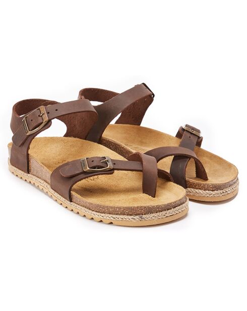 Sandales en Cuir Elisa marron foncé