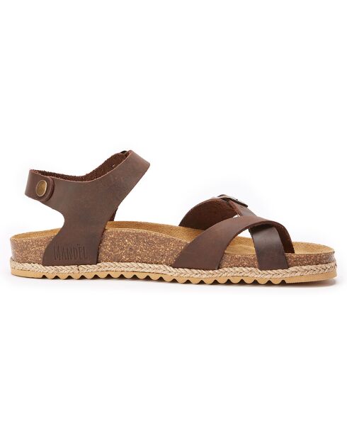 Sandales en Cuir Elisa marron foncé