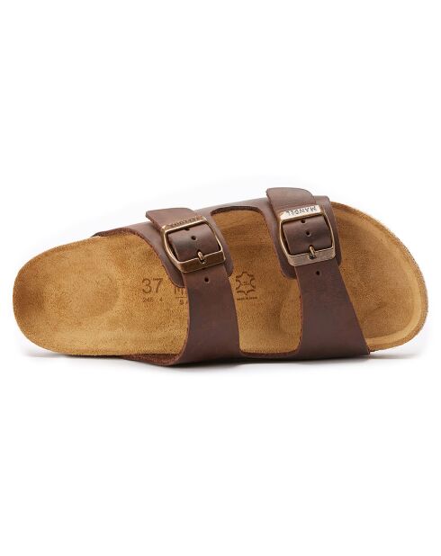 Mules en Cuir Alberto marron foncé