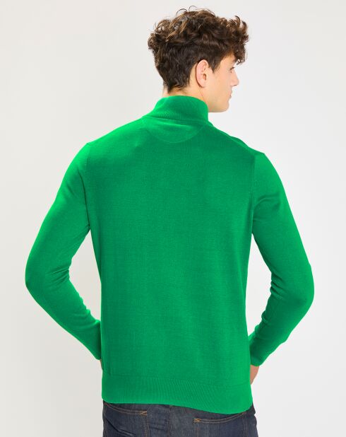 Pull Tutonzip cam jersey coton vert vif