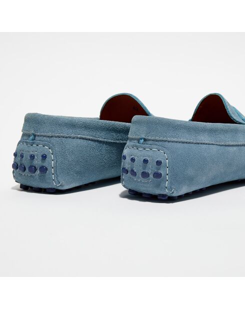 Mocassins en Velours de Cuir Adam gris/bleu