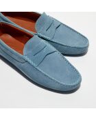 Mocassins en Velours de Cuir Adam gris/bleu