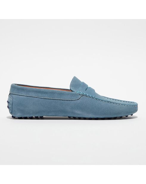 Mocassins en Velours de Cuir Adam gris/bleu