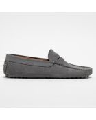 Mocassins en Velours de Cuir Adam gris