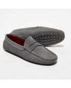 Mocassins en Velours de Cuir Adam gris