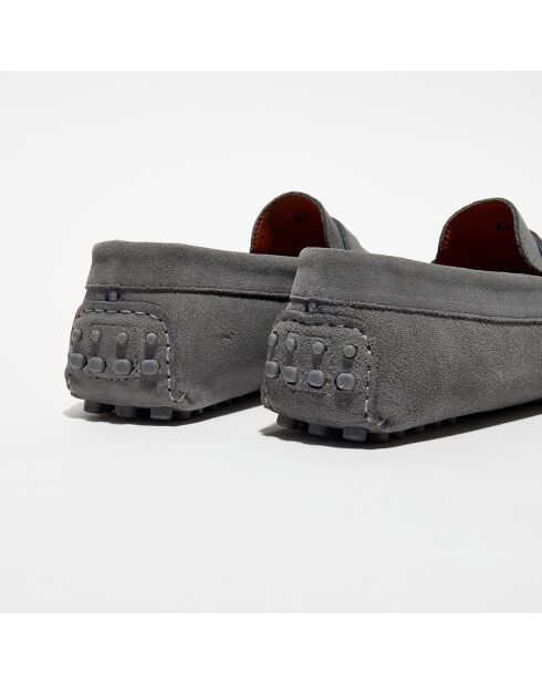 Mocassins en Velours de Cuir Adam gris