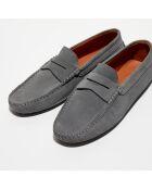 Mocassins en Velours de Cuir Adam gris