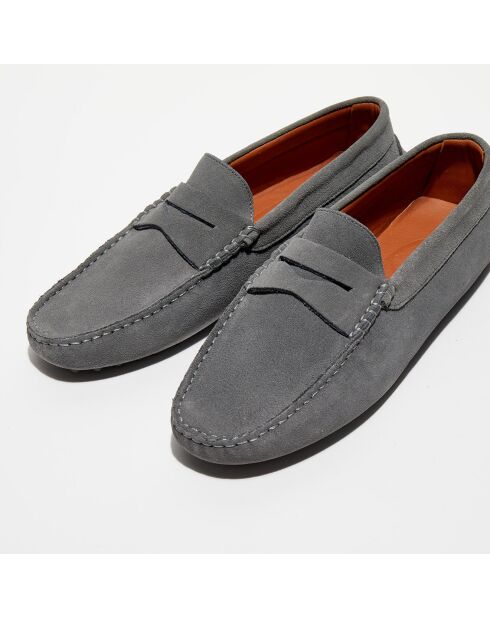 Mocassins en Velours de Cuir Adam gris