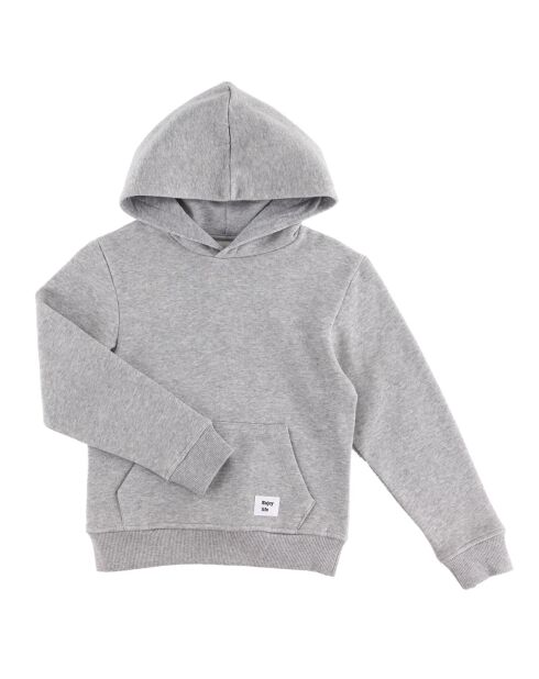 Sweat à capuche en Coton Bio Voons gris chiné