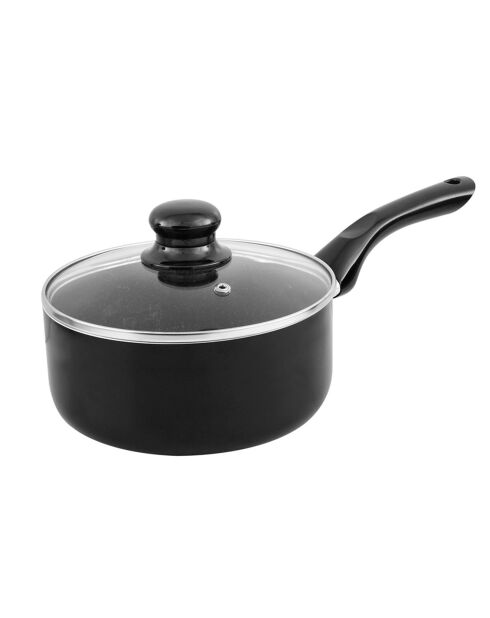 Casserole aluminium avec couvercle laura cas20tfsi noire - D. 20 cm