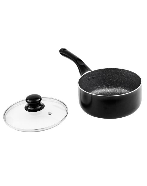 Casserole aluminium avec couvercle laura cas20tfsi noire - D. 20 cm