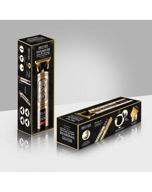 Tondeuse sans fil avec écran led dragon  noir/doré