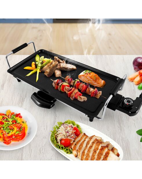 Plancha électrique avec revetement anti-adhesif k-pan noire
