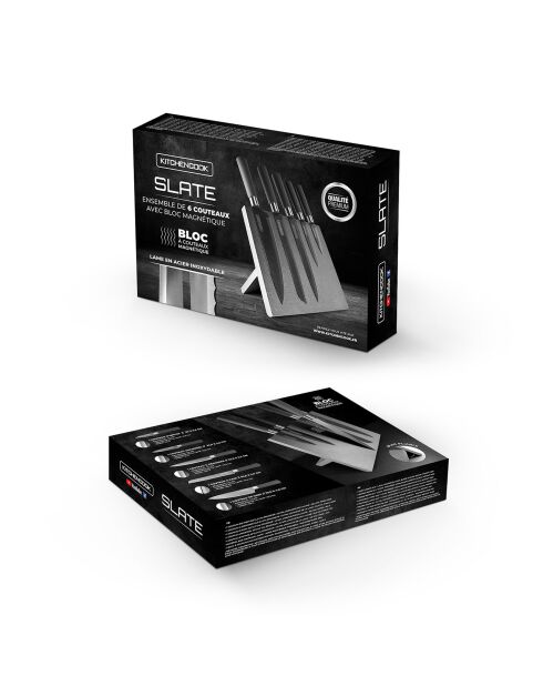Ensemble de 6 couteaux avec bloc magnetique slate noir