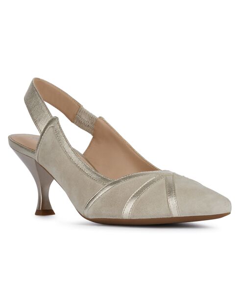 Slingbacks en Cuir Elisangel sable/doré - Talon 6.5 cm