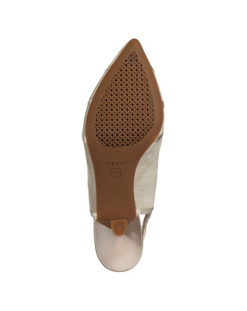 Slingbacks en Cuir Elisangel sable/doré - Talon 6.5 cm