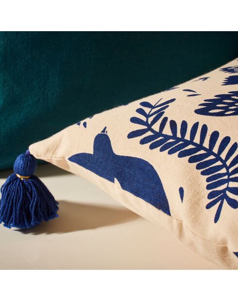 Housse de coussin Magic crème/indigo - 50x30 cm