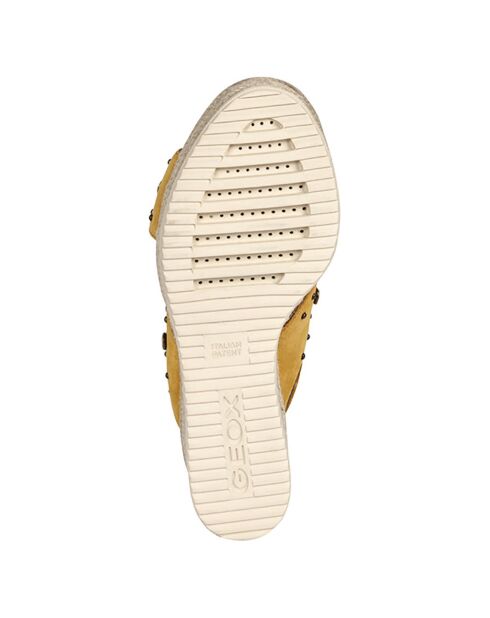 Espadrilles compensées en Velours de Cuir Ponza jaune foncé - Talon 8.5 cm