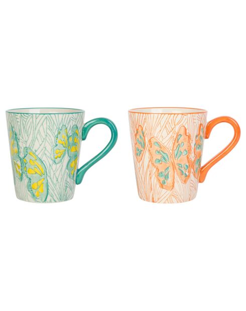 2 Mugs Monarque corail/turquois - 35cl