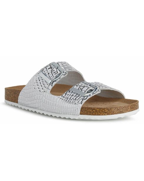 Zilverkleurige leren muiltjes van Brionia