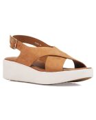 Sandales en Velours de Cuir Laudara cognac - Talon 5 cm
