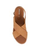 Sandales en Velours de Cuir Laudara cognac - Talon 5 cm