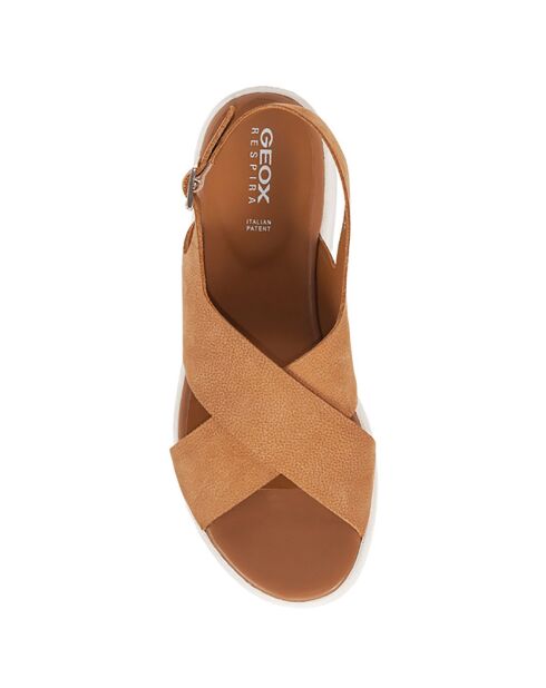 Sandales en Velours de Cuir Laudara cognac - Talon 5 cm