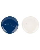 2 Assiettes dessert Un été à la mer bleu/blanc - D.22 cm