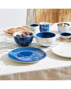 2 Assiettes dessert Un été à la mer bleu/blanc - D.22 cm