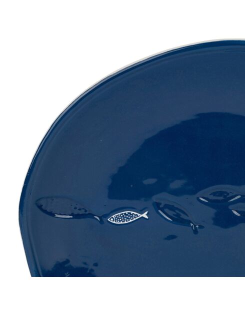 2 Assiettes dessert Un été à la mer bleu/blanc - D.22 cm