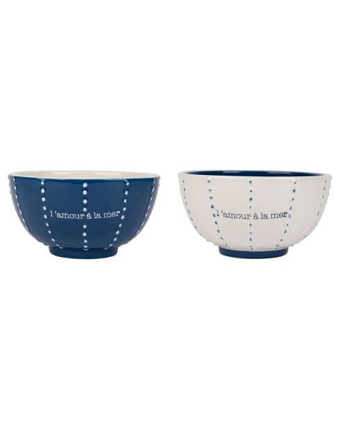 2 Bols Un été à la mer bleu/blanc - 50cl