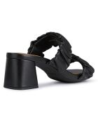 Mules en Cuir Genziana noires - Talon 6.5 cm