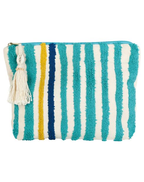 Pochette brodée Un été à la mer bleu - 26x5x18 cm