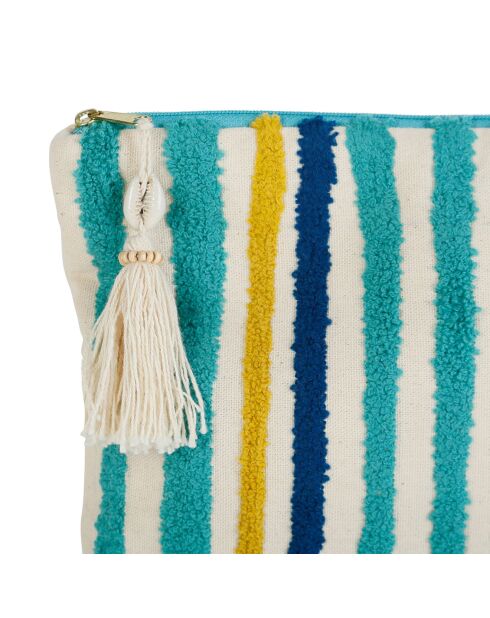Pochette brodée Un été à la mer bleu - 26x5x18 cm