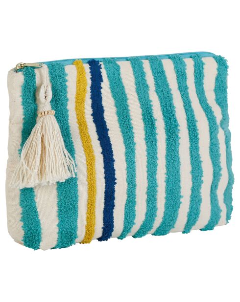 Pochette brodée Un été à la mer bleu - 26x5x18 cm