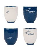 4 Gobelets Un été à la mer bleu/blanc - 17cl