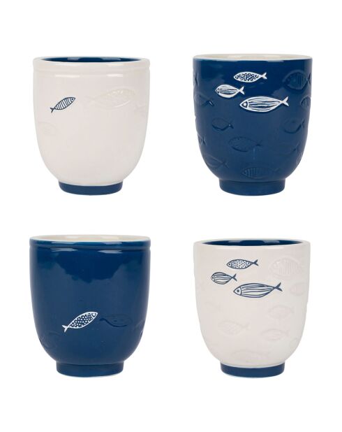 4 Gobelets Un été à la mer bleu/blanc - 17cl