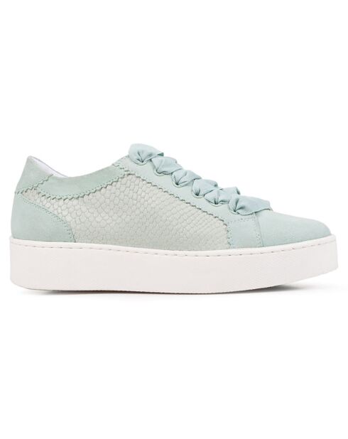 Baskets en Velours de Cuir Skyely vert clair