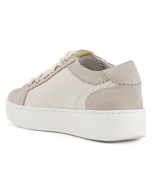 Baskets en Velours de Cuir Skyely crème/taupe