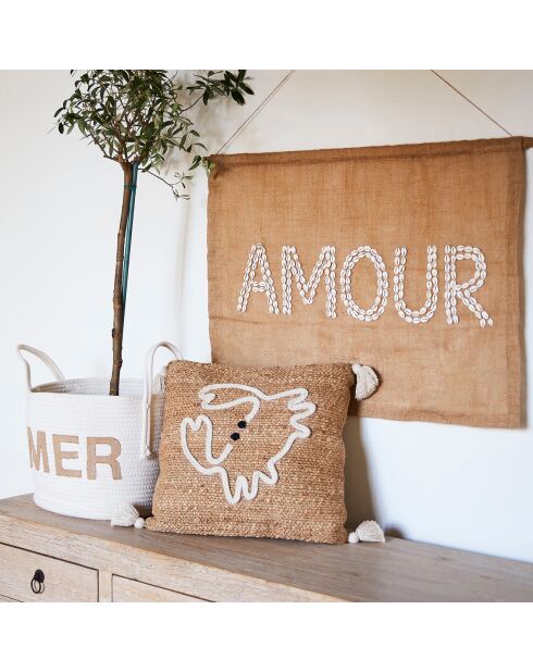 Kussenhoes Een zomer aan zee naturel/wit - 45x45 cm