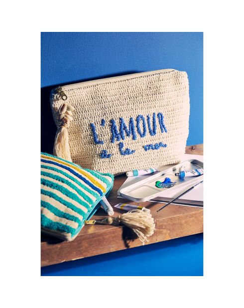 Pochette Un été à la mer bleu - 28x10x20 cm